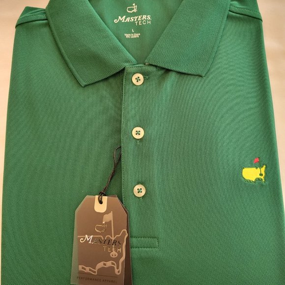 Masters Augusta National Performance Tech Green Golf Shirt PGA Polo - Picture 2 of 6
